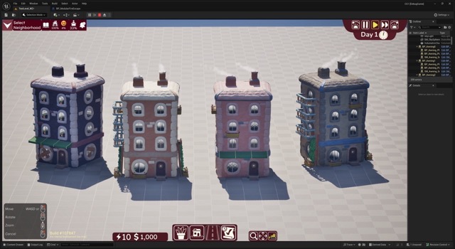4 story buildings with fire escapes.
